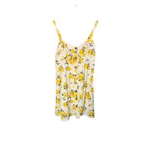 NoBo Dress Women's Size LG Floral White Yellow Button Sundress Vacation Short
